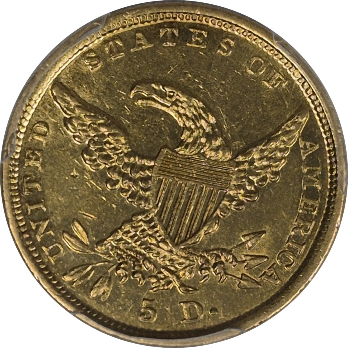 1838-D-$5-Classic-Head-First-Year-Dahlonega-Mint-Half-Eagle-#2-Hm-1,-Winter-1A,-R3